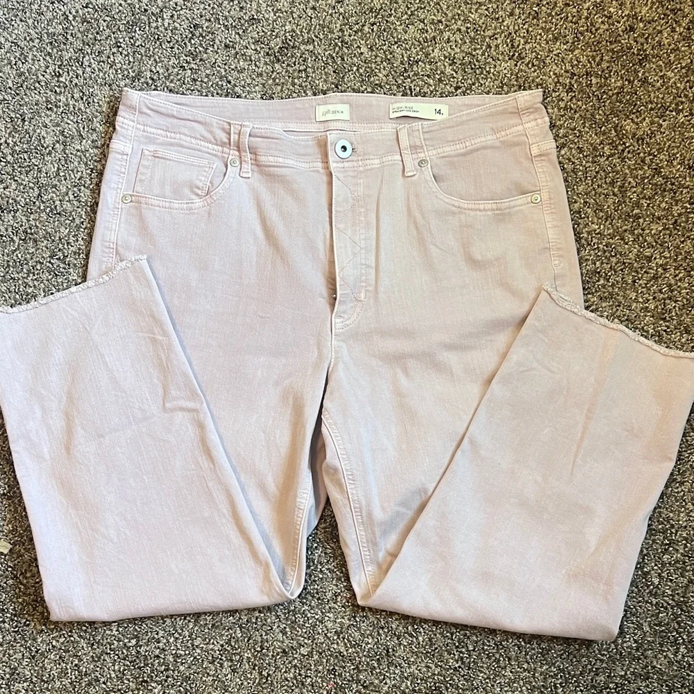 Lot 3 pairs J. Jill Denim High Rise Straight Leg Crop Jeans White Pink Tan 14 - Picture 6 of 11
